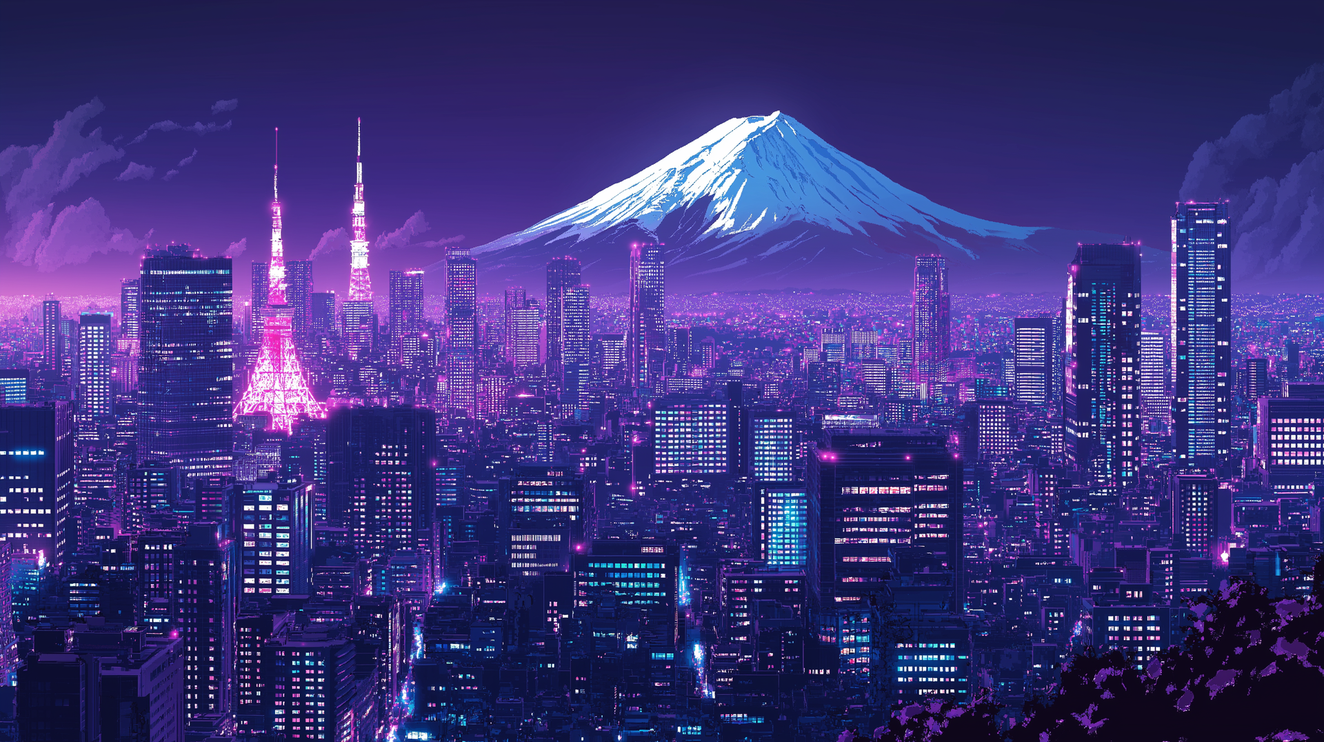 view of tokyo, japan with mount fuji towering in the background